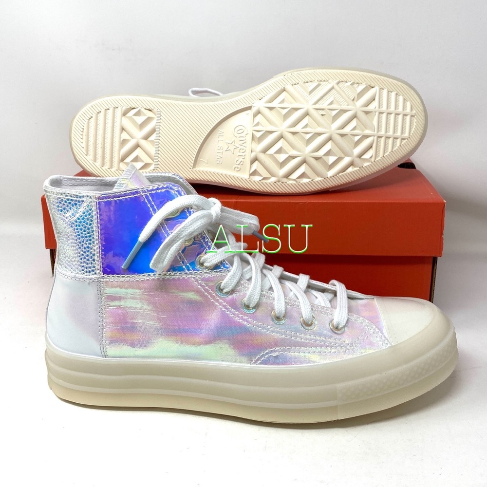 Converse Chuck 70 High Top Mirror Silver Women’s - Picture 2 of 9